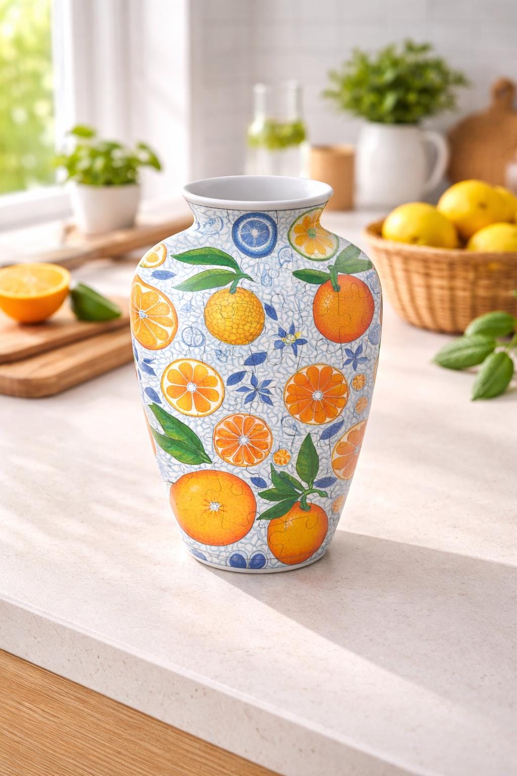 3D Summer Orange Garden Puzzle Vase