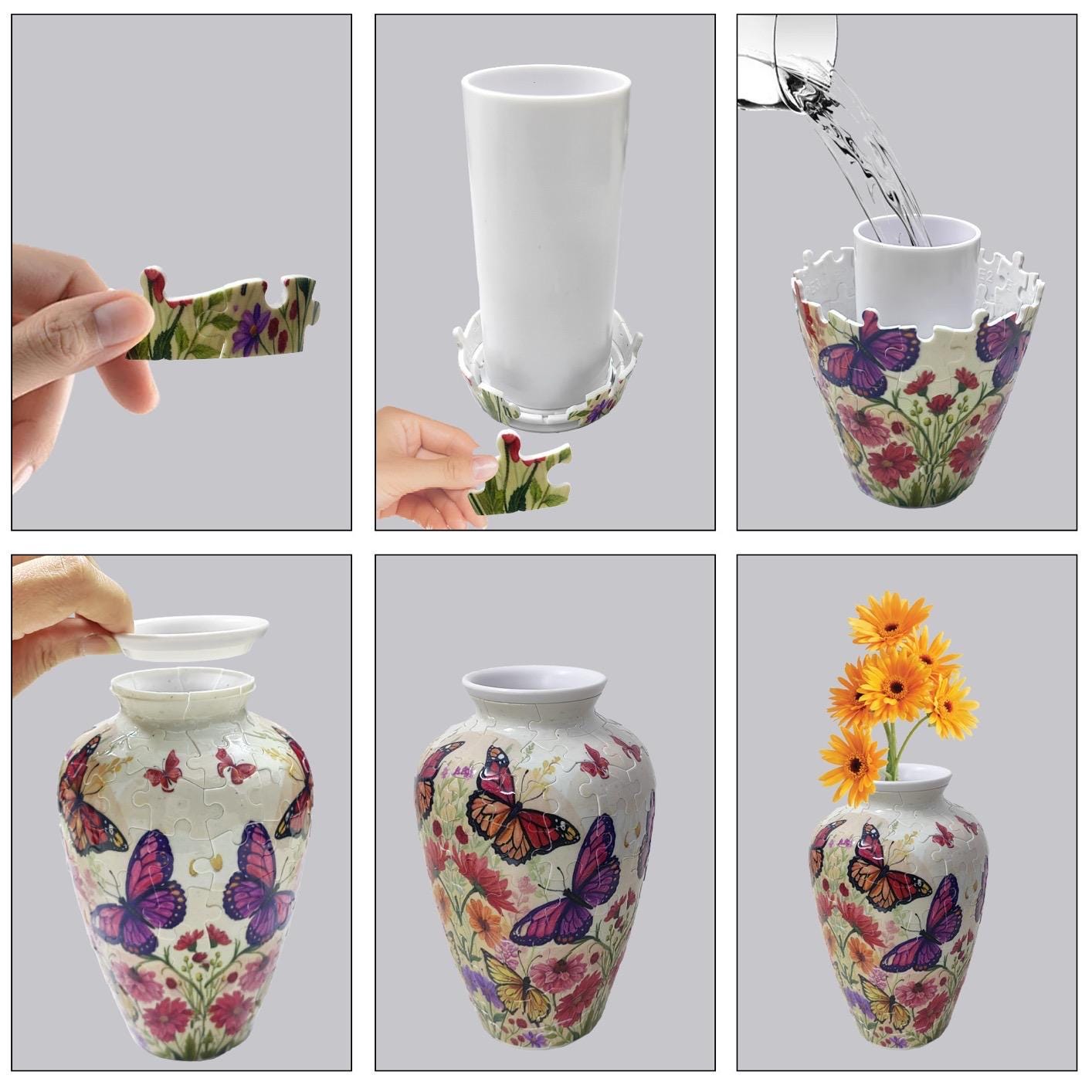 3D Summer Orange Garden Puzzle Vase