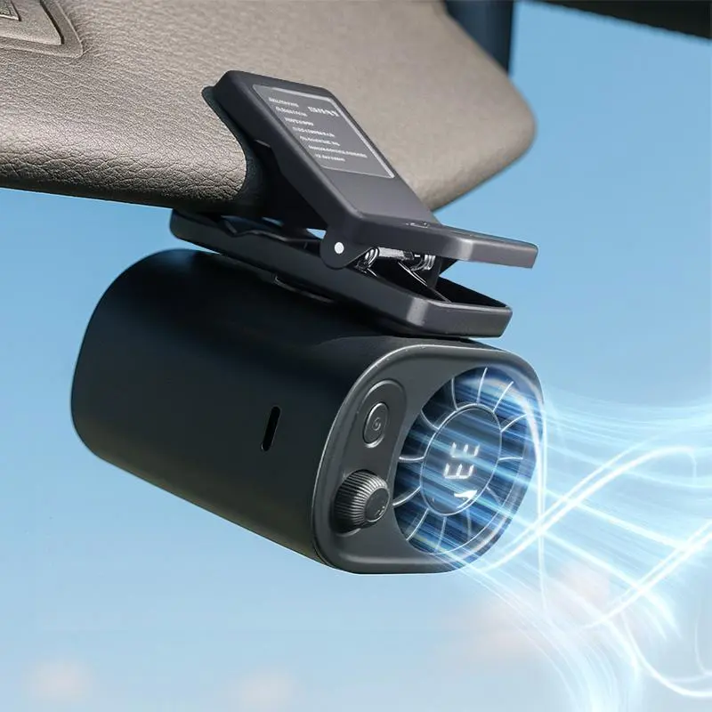 【Summer Survivals】Joytutus Car Fan 2026 Portable Car LCD Clip Personal Clip-On Fan - 360° Rotatable, 100-Speed Wind, 12V USB Rechargeable 1800mAh/3000mAh Battery-Powered Portable Fan, Low Noise, Clamp-Anywhere, Summerwins Car Accessories High Velocity Fan