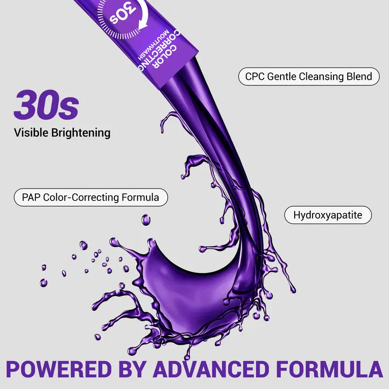 Homeupup - CEELIKE Color Correcting Mouthwash, Brightens Teeth, Freshens Breath with Essential Oils