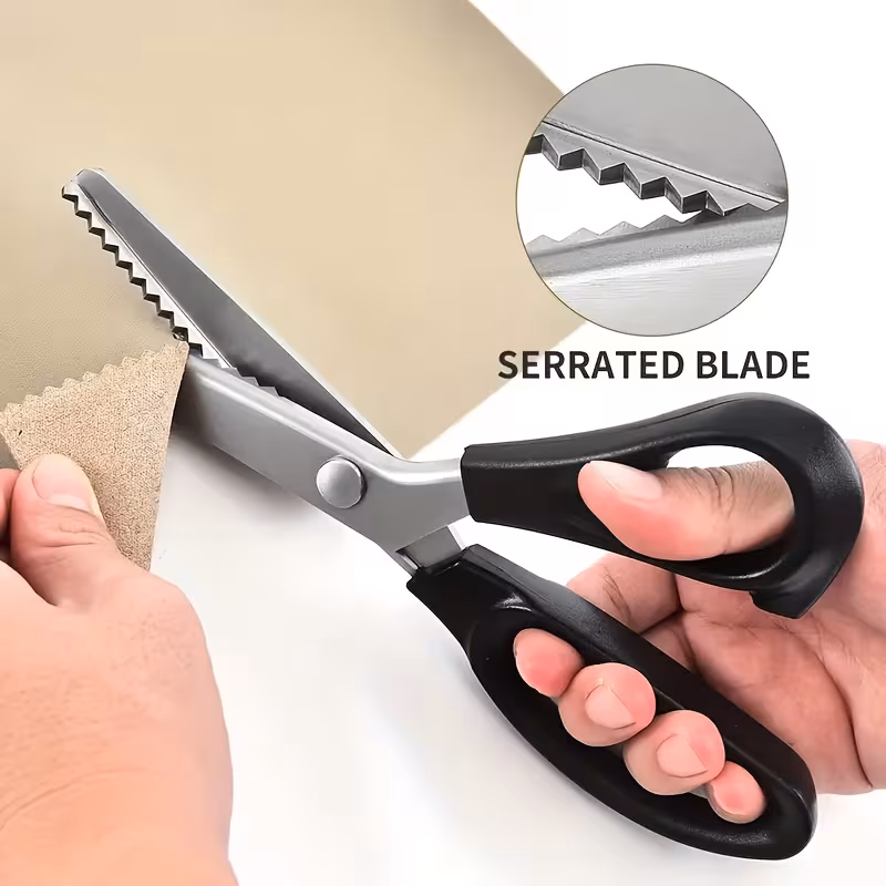 Stainless Steel Wave Scissors - Suitable for Fabric, Manual, Tailor'S Serrated Edge Scissors, with Comfortable Grip - Suitable for Left And Right Hand Use, Art Scissors Paper Cuttings Cutting