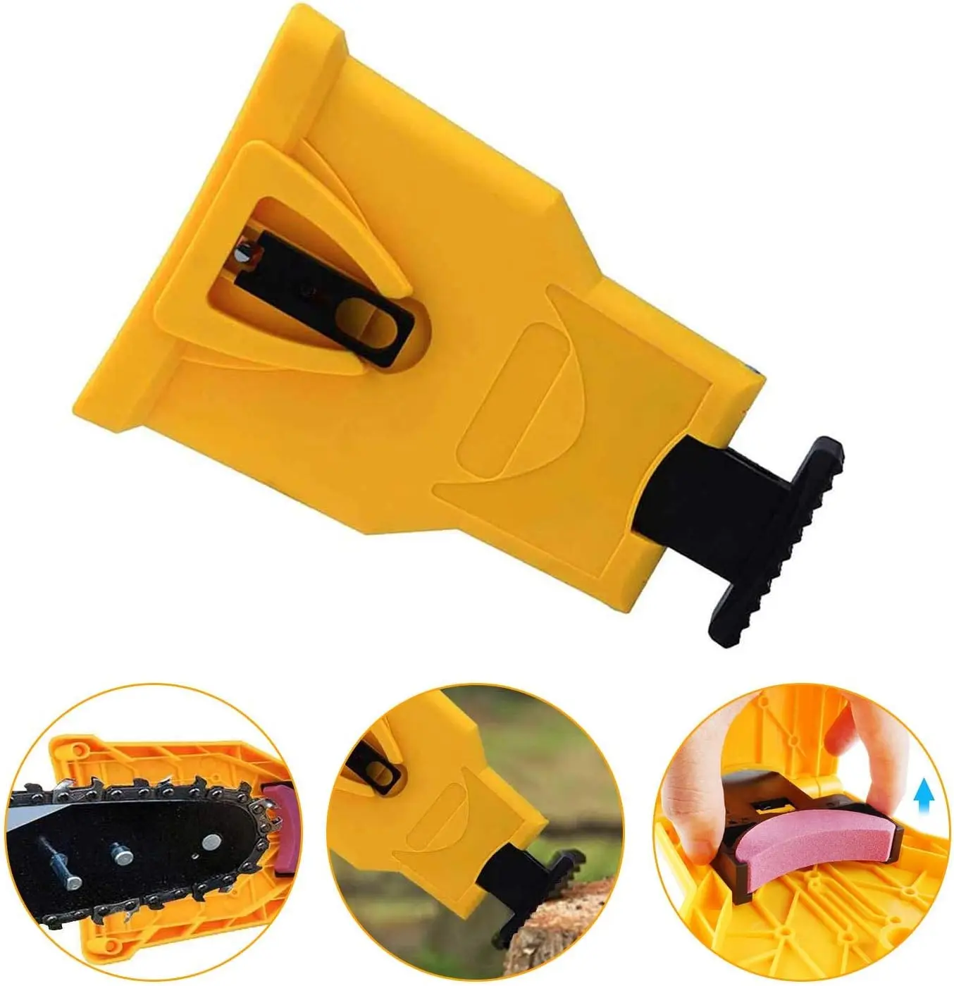 Portable Teeth Chainsaw Sharpener, Proprietary Bar-Mount Chain Saw Fast Sharpening Tool, Fit for 14/16/18/20 Inches Two Holes Chain Saw Bar