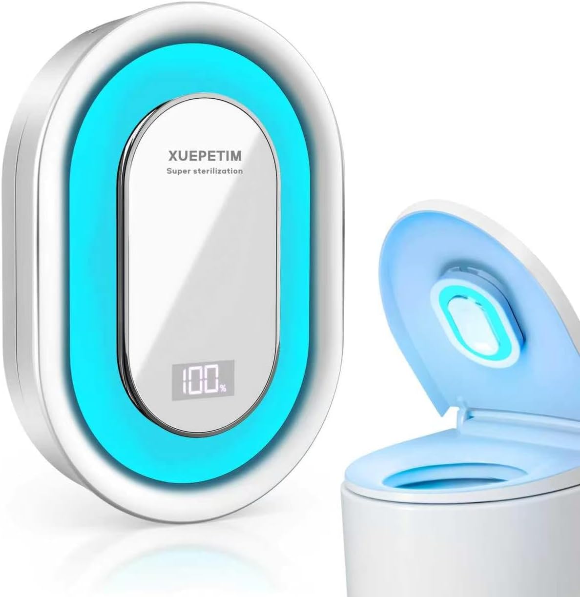 Homeupup - Smart Toilet UV-C Sanitizing &Odor-Control System - Automatic Toilet Cleaner Chemical-Free Deodorizer with Safety Sensor & Long-Life Rechargeable Battery