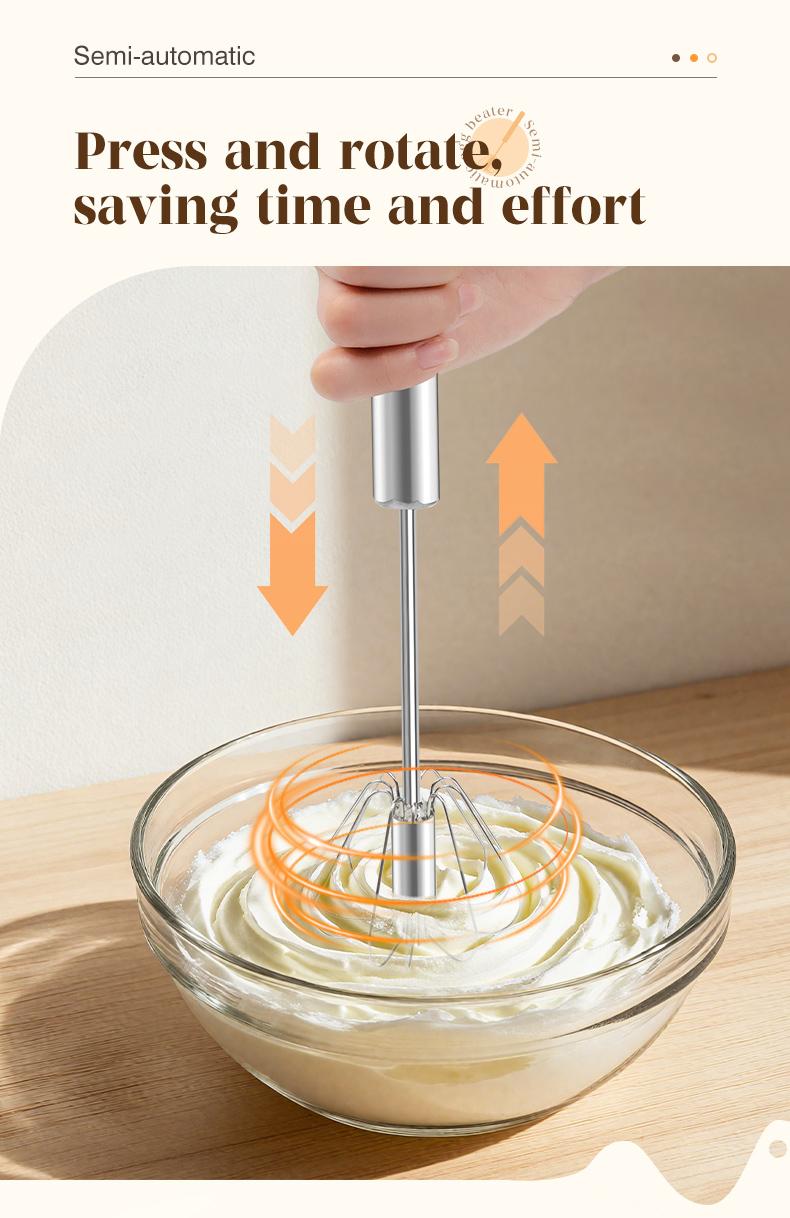 AA Stainless Steel Hand-Push Rotary Whisk - Food-Grade Rust-Resistant Kitchen Utensil with Sturdy Riveted Construction, Semi-Automatic Design for Coffee, Egg Whisking Tasks, Easy to Clean AA Stainless Steel Hand-Push Rotary Whisk - Food-Grade Rust-Resistant Kitchen Utensil with Sturdy Riveted Construction, Semi-Automatic Design for Coffee, Egg Whisking Tasks, Easy to Clean