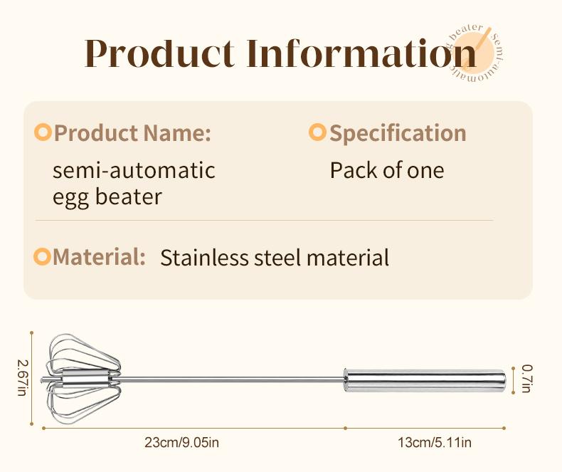 AA Stainless Steel Hand-Push Rotary Whisk - Food-Grade Rust-Resistant Kitchen Utensil with Sturdy Riveted Construction, Semi-Automatic Design for Coffee, Egg Whisking Tasks, Easy to Clean AA Stainless Steel Hand-Push Rotary Whisk - Food-Grade Rust-Resistant Kitchen Utensil with Sturdy Riveted Construction, Semi-Automatic Design for Coffee, Egg Whisking Tasks, Easy to Clean