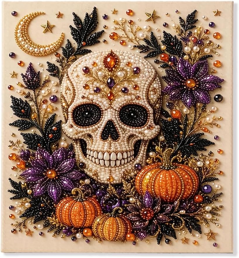 Last Day 50% OFF - Halloween Ghost Pearl Art DIY Kit, 3D Pearl Mosaic Craft Set, Beginner Friendly Handmade Pearl Painting, Cute Ghost Pumpkin Canvas Art, Gift for DIY Craft Lovers