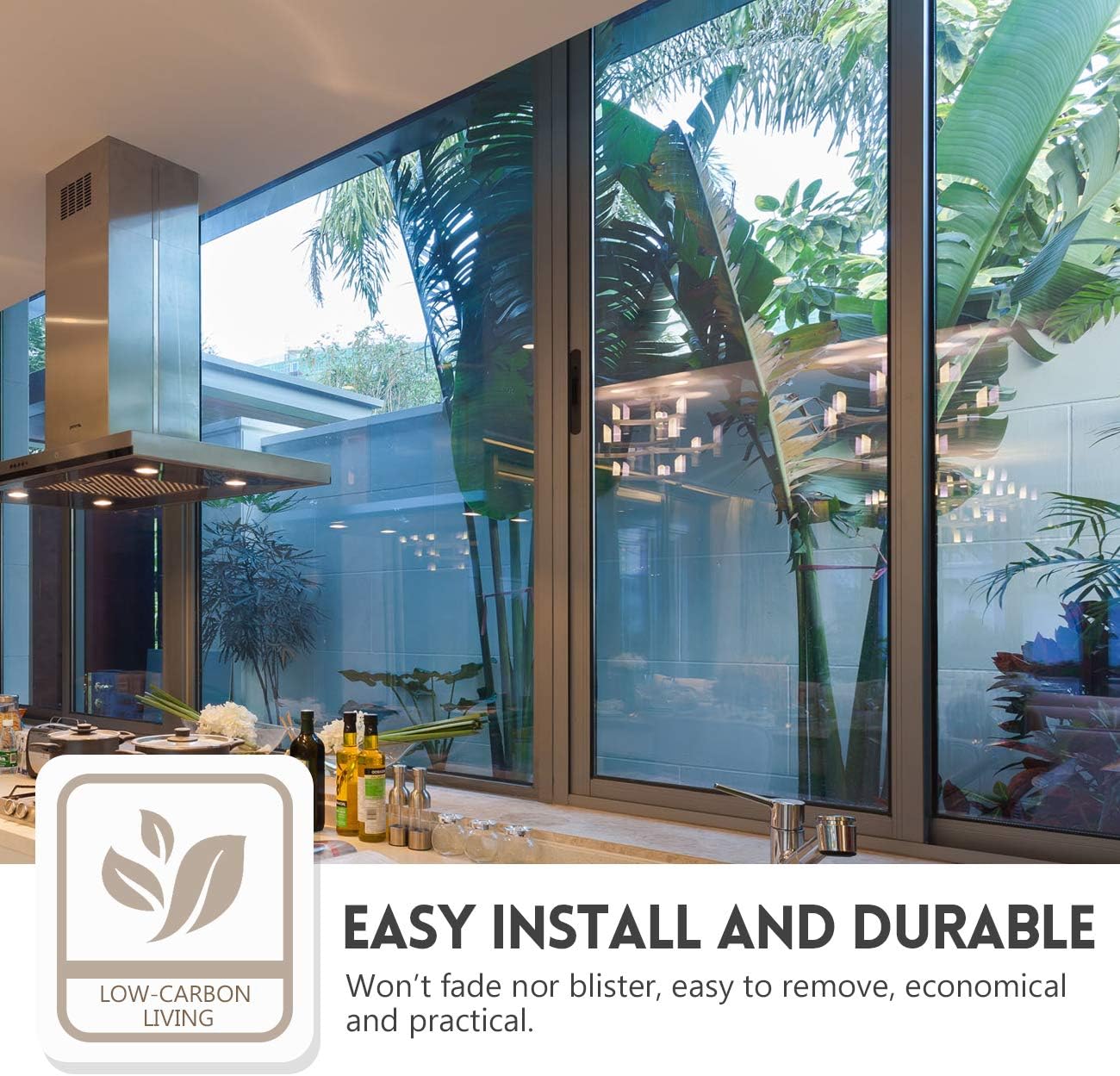 Window Privacy Film One Way Static Cling Tint Sunscreen and Privacy Protection