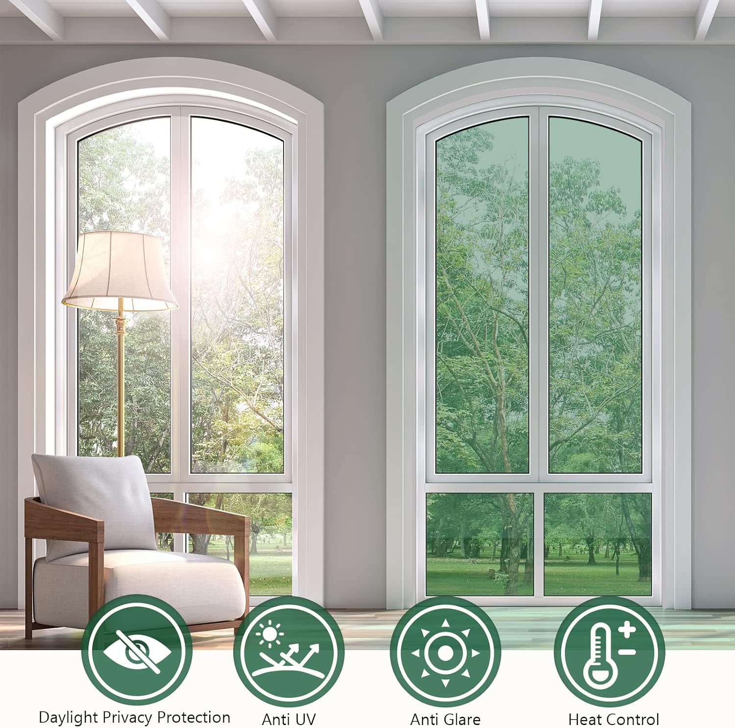 Window Privacy Film One Way Static Cling Tint Sunscreen and Privacy Protection