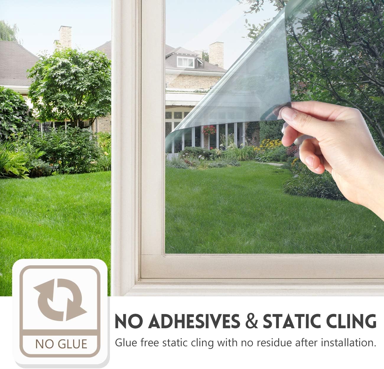 Window Privacy Film One Way Static Cling Tint Sunscreen and Privacy Protection