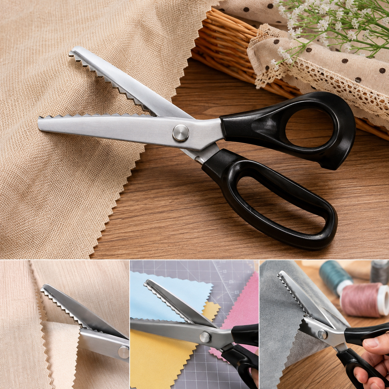 Stainless Steel Wave Scissors - Suitable for Fabric, Manual, Tailor'S Serrated Edge Scissors, with Comfortable Grip - Suitable for Left And Right Hand Use, Art Scissors Paper Cuttings Cutting