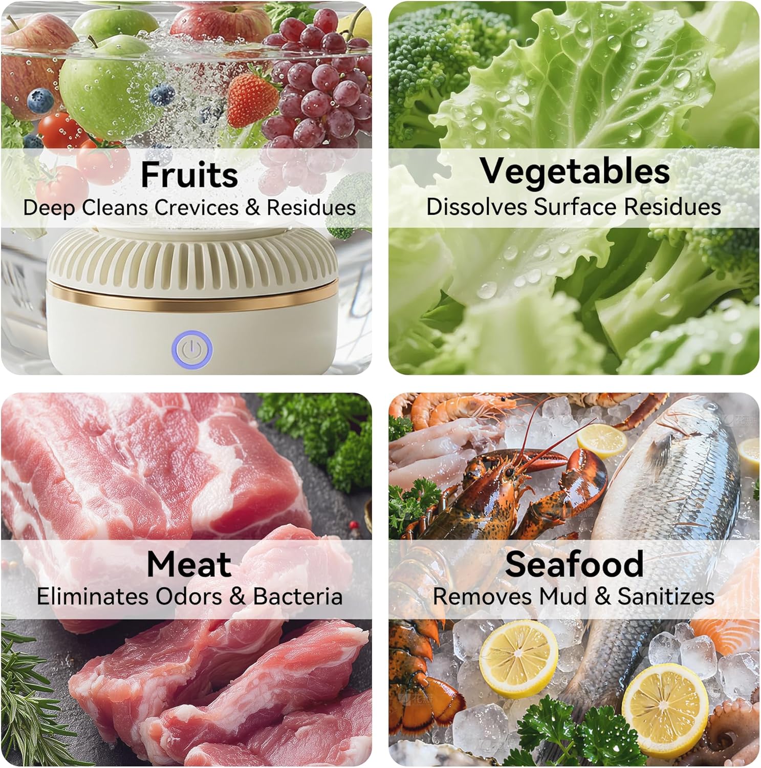 Portable Fruit and Vegetable Cleaner, Household Produce Washing Machine with One-Button Operation, Sterilization and Pesticide Removal, Food Purifier for Vegetables and Fruits, Kitchen Fruit Washer for Home Use and Outdoor Picnic
