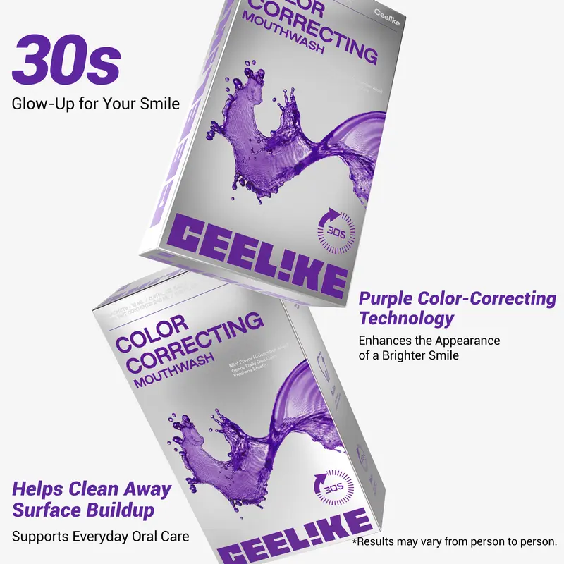 Homeupup - CEELIKE Color Correcting Mouthwash, Brightens Teeth, Freshens Breath with Essential Oils