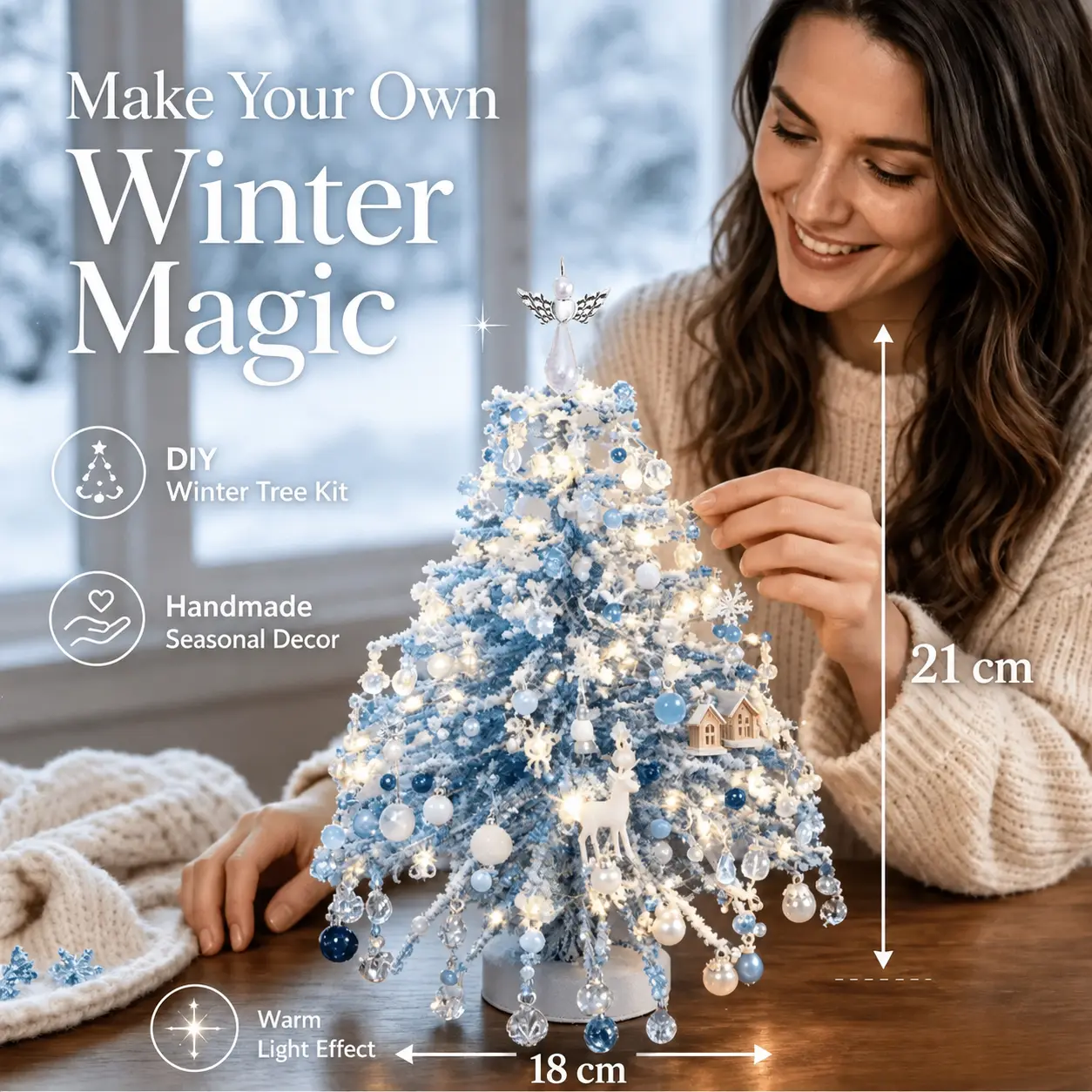 DIY Beaded Christmas Tree Kit, Hand‑Made Mini Crystal Bead Xmas Tree Craft Set