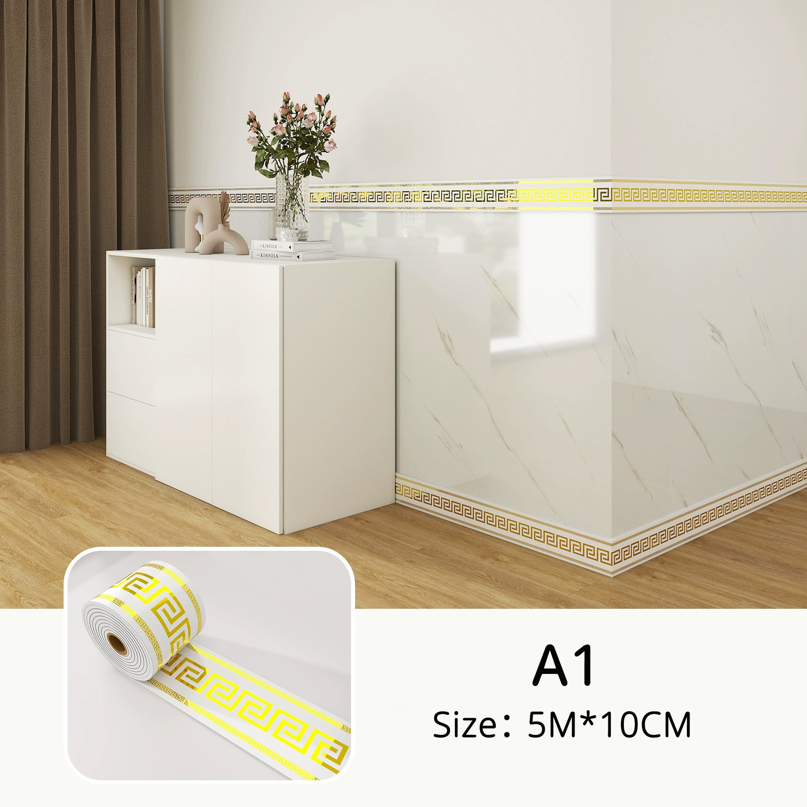 Self-Adhesive Baseboard, Wall Corner Guard, Peel & Stick Molding, 3.94inch x 196.85inch 1 Roll