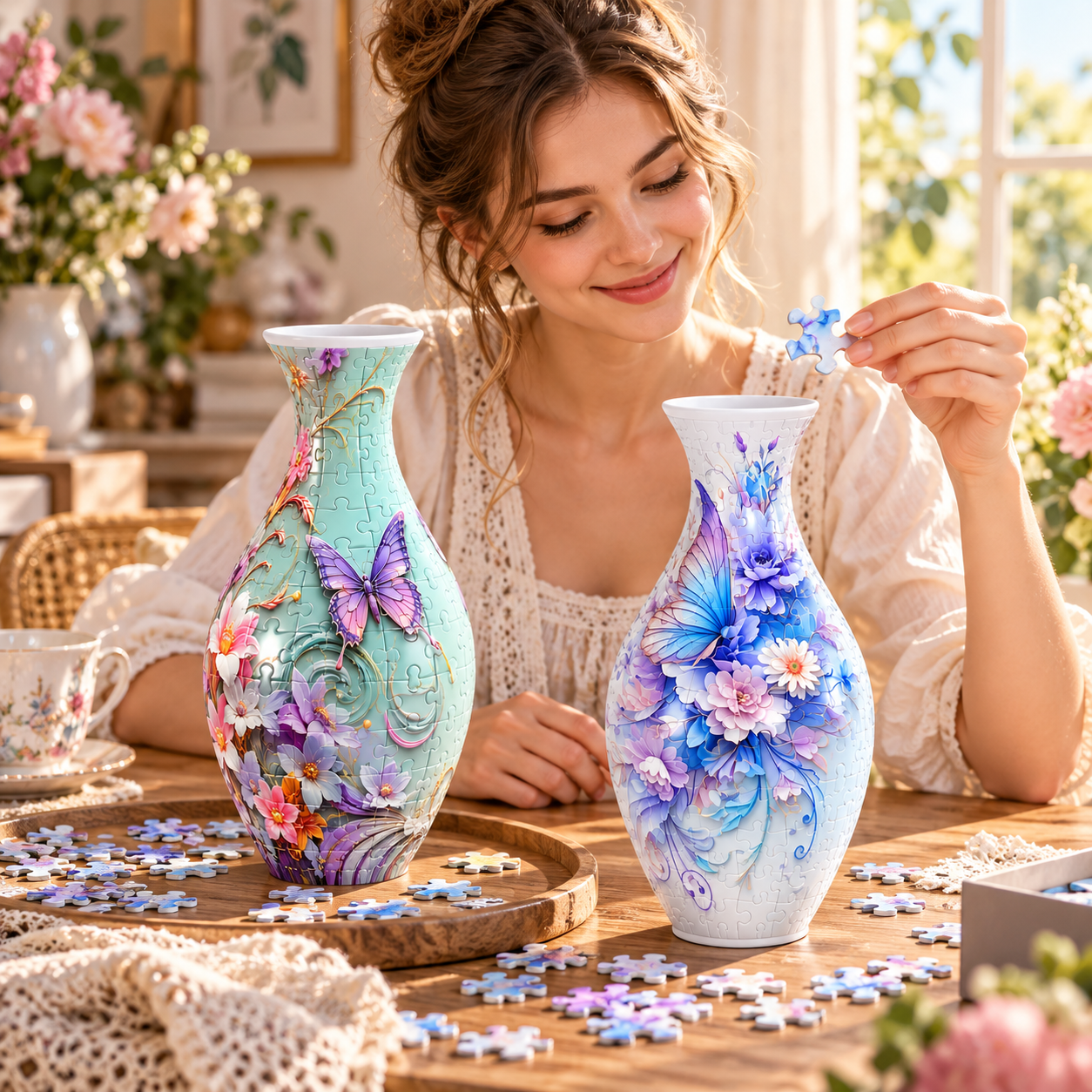 3D Butterfly & Floral Puzzle Vase – DIY Jigsaw Flower Vase, Creative Home Décor & Unique Gift for Puzzle Lovers