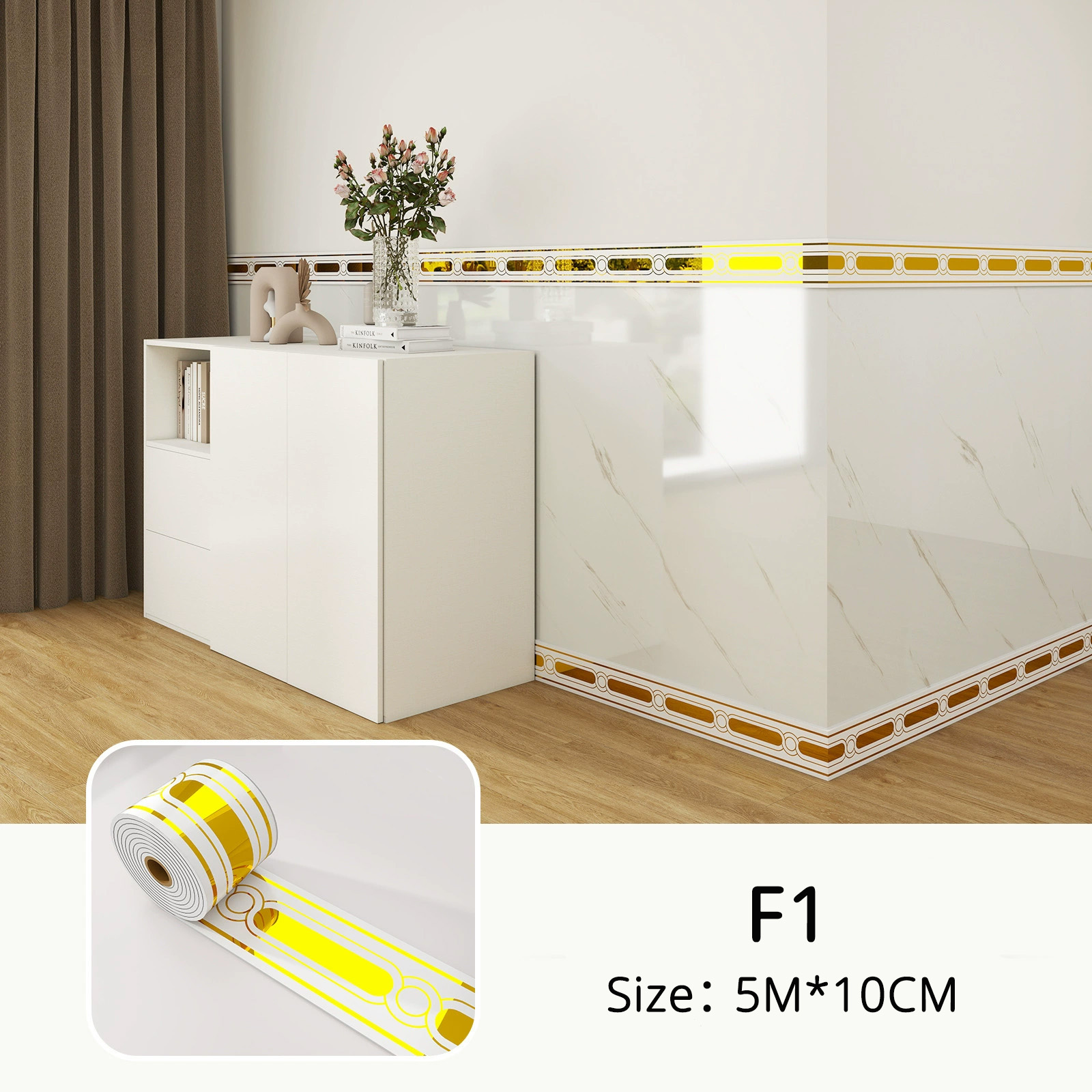 Self-Adhesive Baseboard, Wall Corner Guard, Peel & Stick Molding, 3.94inch x 196.85inch 1 Roll