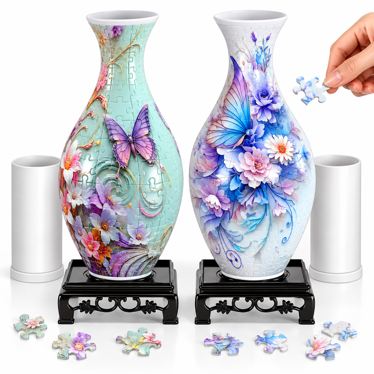 3D Butterfly & Floral Puzzle Vase – DIY Jigsaw Flower Vase, Creative Home Décor & Unique Gift for Puzzle Lovers