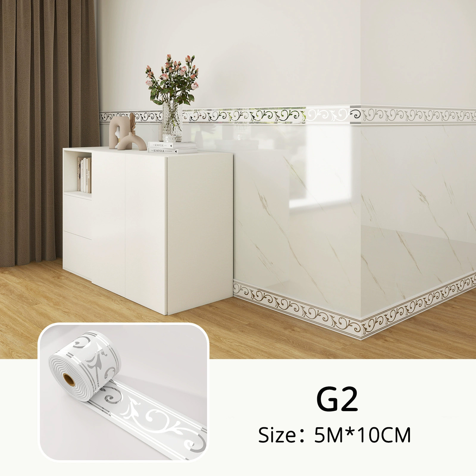 Self-Adhesive Baseboard, Wall Corner Guard, Peel & Stick Molding, 3.94inch x 196.85inch 1 Roll