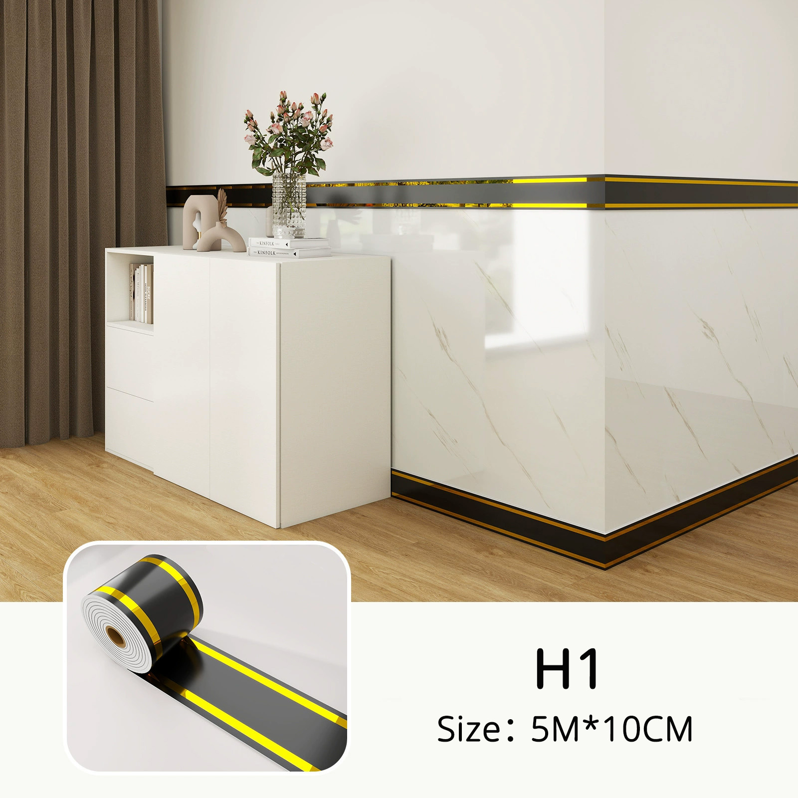 Self-Adhesive Baseboard, Wall Corner Guard, Peel & Stick Molding, 3.94inch x 196.85inch 1 Roll