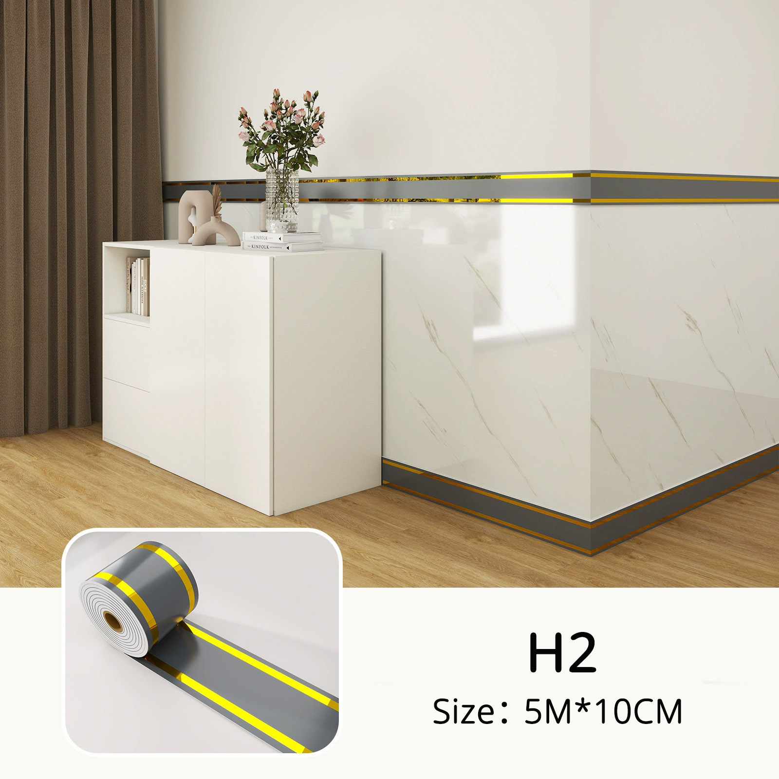 Self-Adhesive Baseboard, Wall Corner Guard, Peel & Stick Molding, 3.94inch x 196.85inch 1 Roll