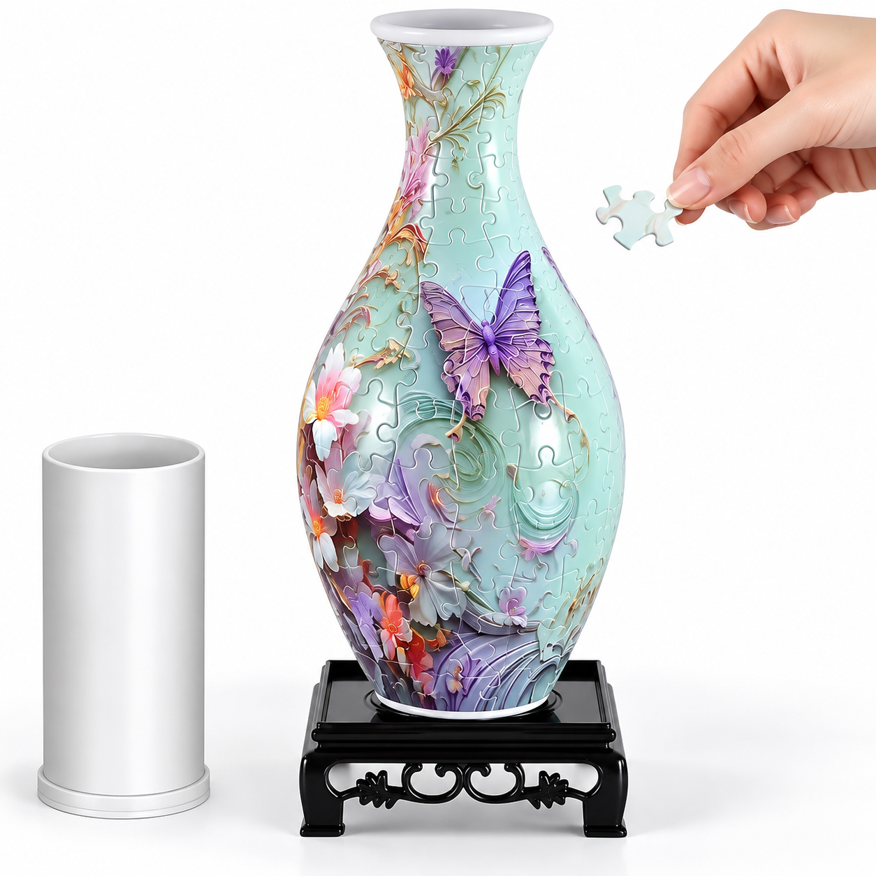 3D Butterfly & Floral Puzzle Vase – DIY Jigsaw Flower Vase, Creative Home Décor & Unique Gift for Puzzle Lovers
