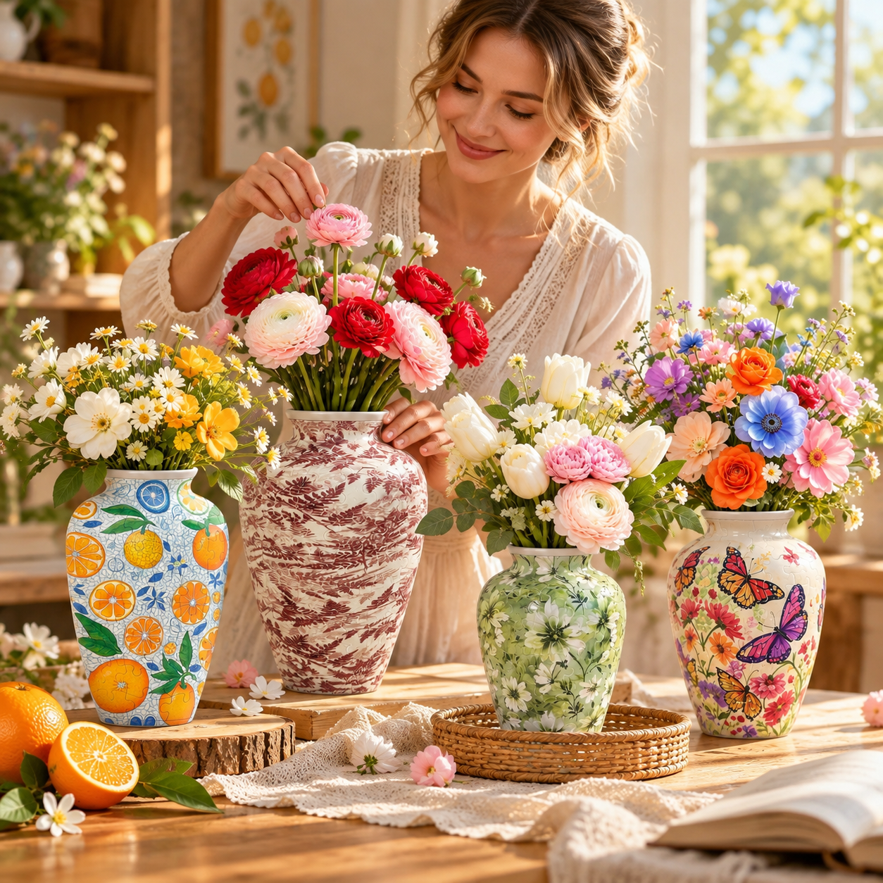 3D Summer Orange Garden Puzzle Vase
