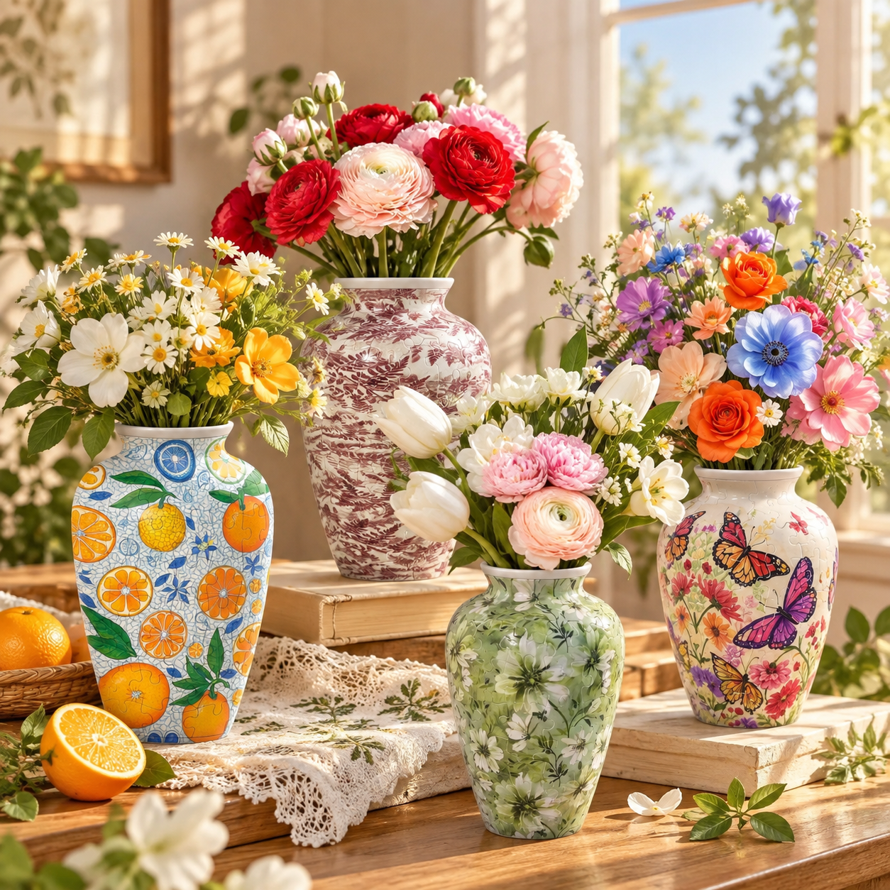 3D Summer Orange Garden Puzzle Vase
