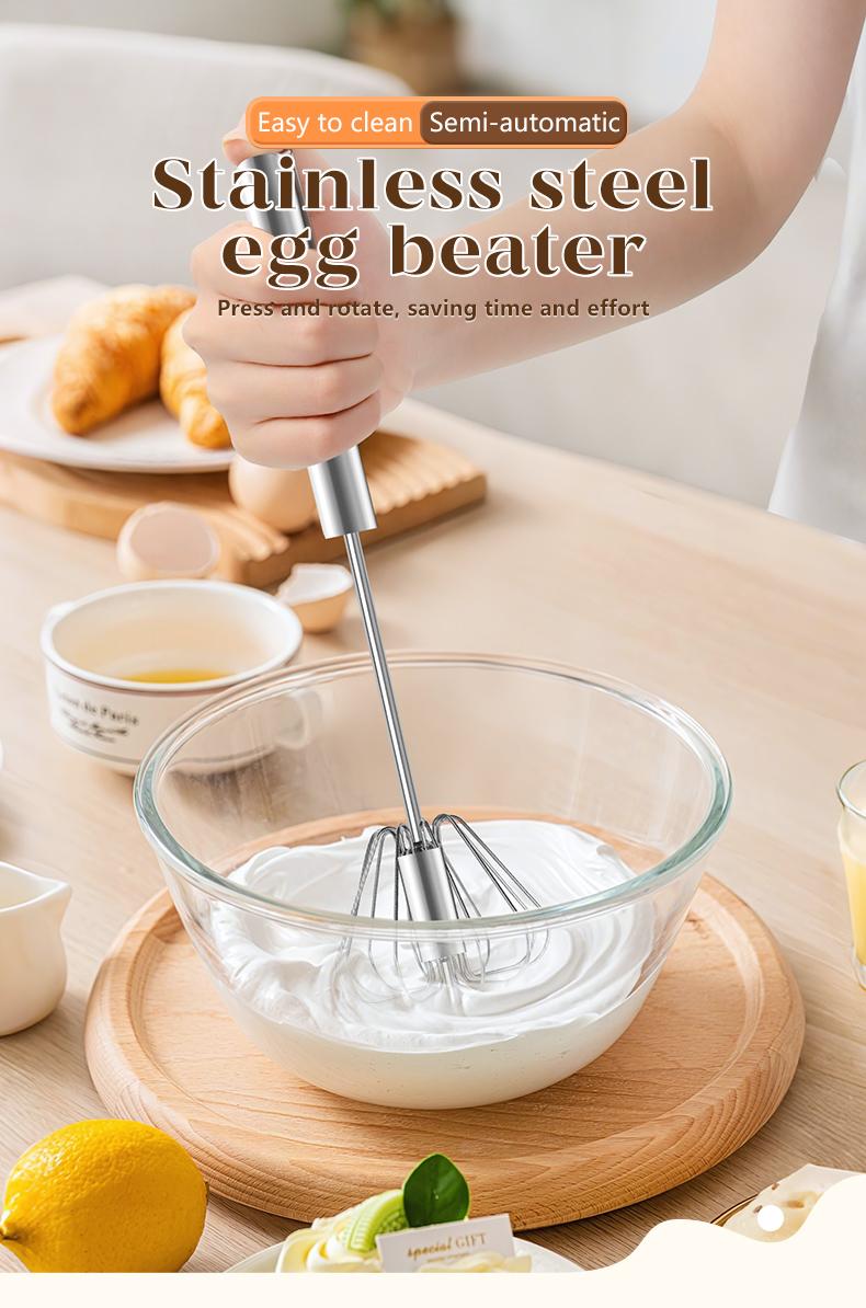 AA Stainless Steel Hand-Push Rotary Whisk - Food-Grade Rust-Resistant Kitchen Utensil with Sturdy Riveted Construction, Semi-Automatic Design for Coffee, Egg Whisking Tasks, Easy to Clean AA Stainless Steel Hand-Push Rotary Whisk - Food-Grade Rust-Resistant Kitchen Utensil with Sturdy Riveted Construction, Semi-Automatic Design for Coffee, Egg Whisking Tasks, Easy to Clean