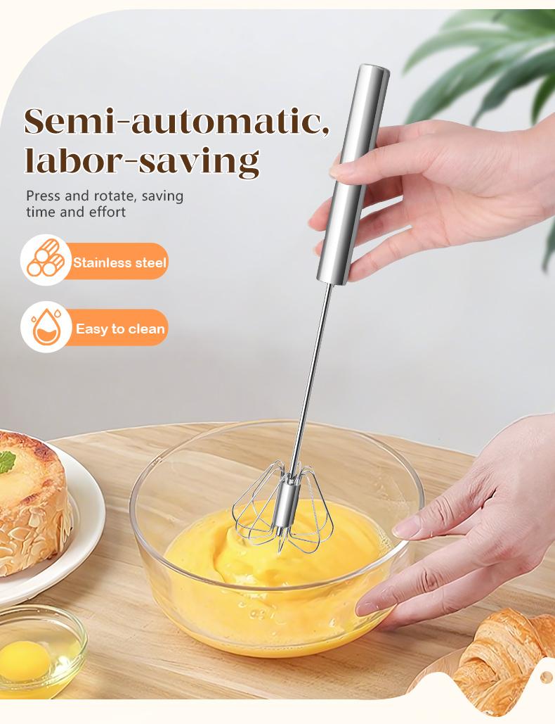 AA Stainless Steel Hand-Push Rotary Whisk - Food-Grade Rust-Resistant Kitchen Utensil with Sturdy Riveted Construction, Semi-Automatic Design for Coffee, Egg Whisking Tasks, Easy to Clean AA Stainless Steel Hand-Push Rotary Whisk - Food-Grade Rust-Resistant Kitchen Utensil with Sturdy Riveted Construction, Semi-Automatic Design for Coffee, Egg Whisking Tasks, Easy to Clean