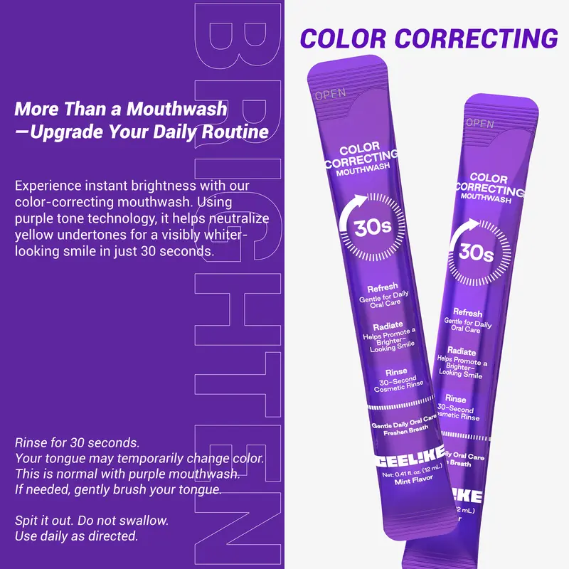 Homeupup - CEELIKE Color Correcting Mouthwash, Brightens Teeth, Freshens Breath with Essential Oils