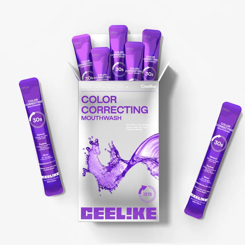 Homeupup - CEELIKE Color Correcting Mouthwash, Brightens Teeth, Freshens Breath with Essential Oils