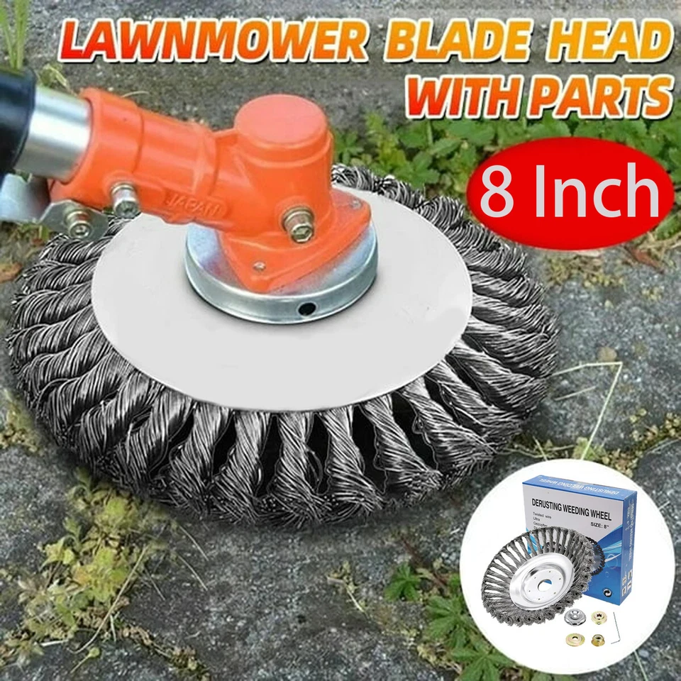 Weed Brush Steel Wire Trimmer Wheel Lawn Mower Head Tool Grass Cutter 6/8 inch