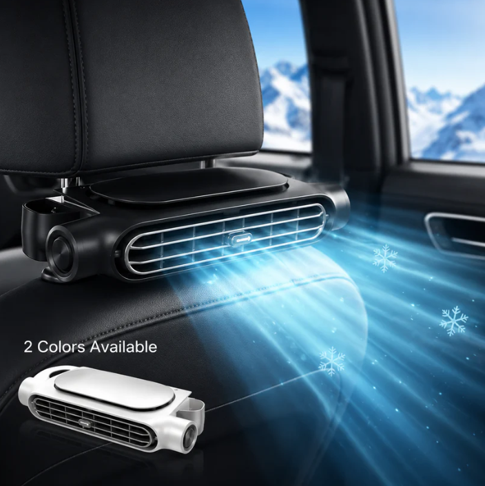 Adjustable Car Fan, Portable Car Seat Cooler, Front Passenger Friendly, Three Speed Settings, 3000mah Battery, Suv, RV, Boat Compatible, Clip Fan Rechargeable
