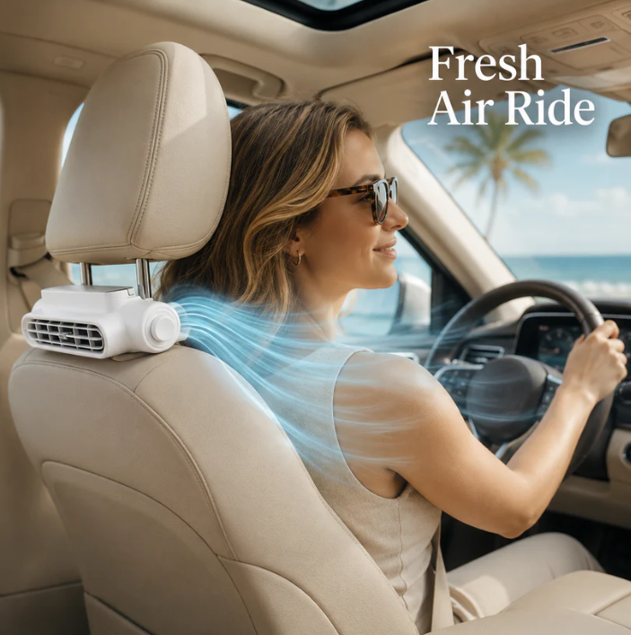 Adjustable Car Fan, Portable Car Seat Cooler, Front Passenger Friendly, Three Speed Settings, 3000mah Battery, Suv, RV, Boat Compatible, Clip Fan Rechargeable