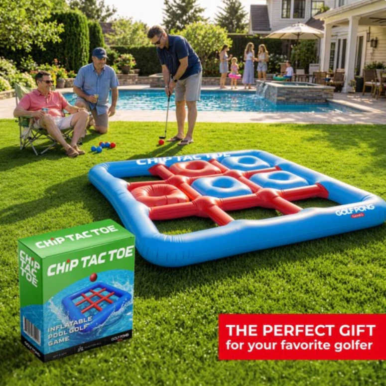 Chip Tac Toe Floating Pool Game - 4FT Inflatable Tic Tac Toe Pool Toy for Adults & Teens, Outdoor Games, Pool Party Games, Backyard Games & Yard Games