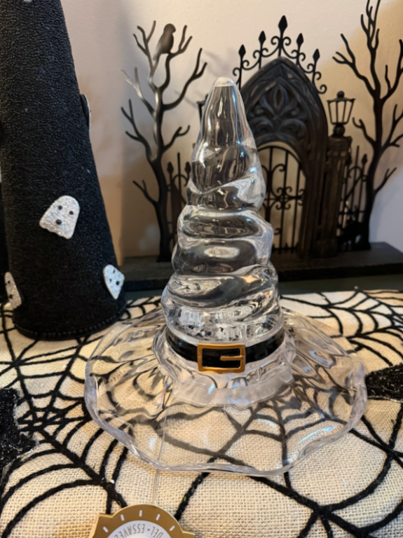 Free Shipping - Eerie Charm 12” LED Waterglobe Witch Hat / Swirling Bats & Black Glitter