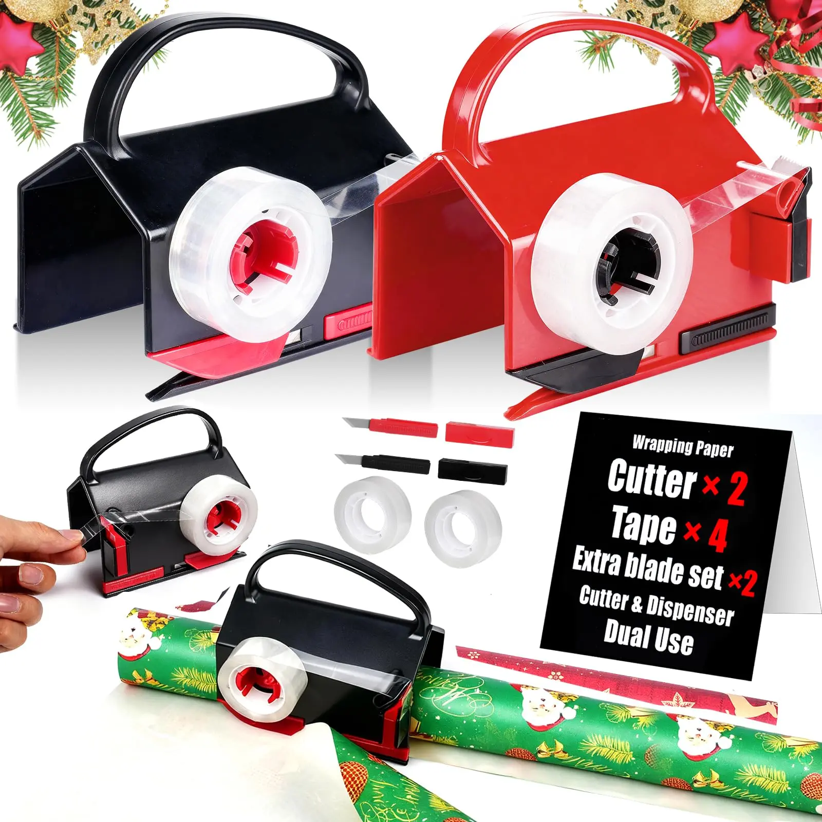 2-in-1 Wrapping Paper Cutter & Tape Dispenser