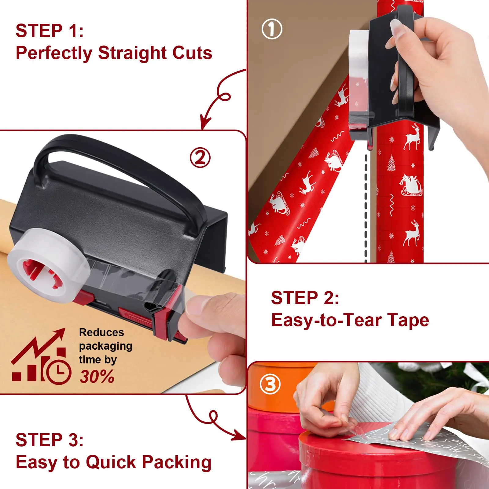 2-in-1 Wrapping Paper Cutter & Tape Dispenser