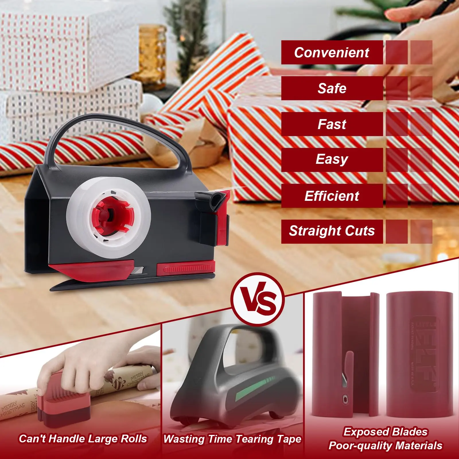 2-in-1 Wrapping Paper Cutter & Tape Dispenser