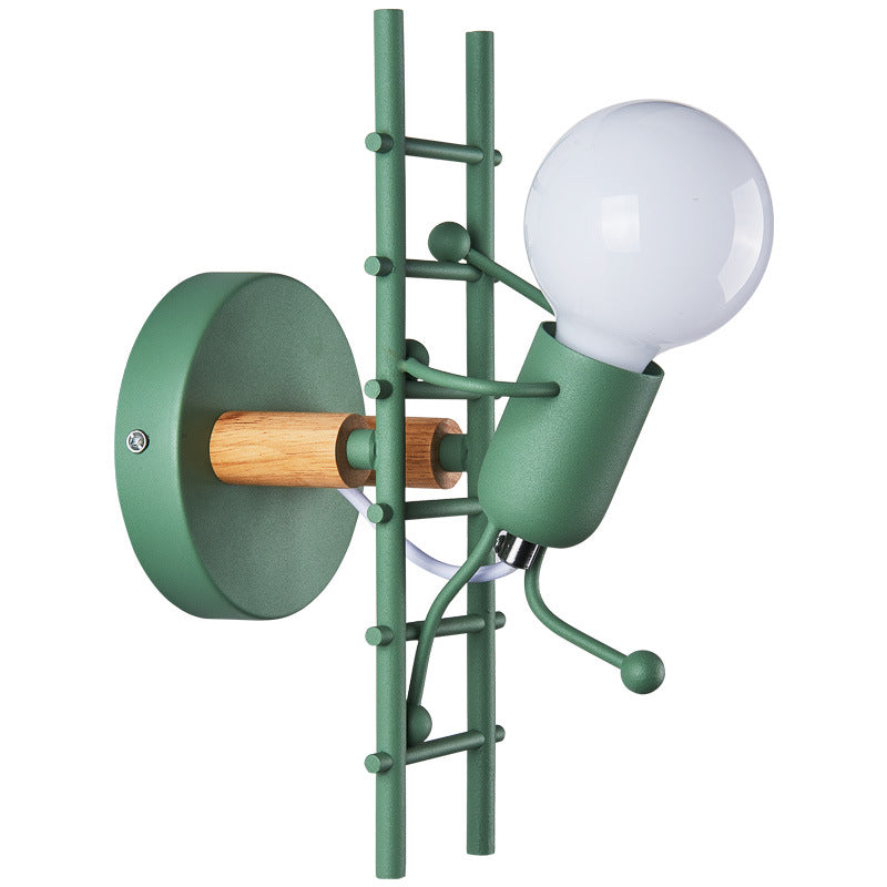 Retro LED Stair Wall Light Green Wrought Iron, 220V