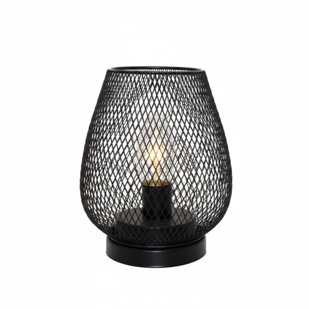 Retro Iron Art Table Lamp Battery Night Light Hollow Birdcage