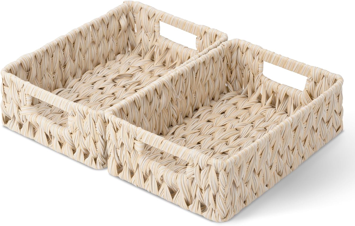 Wicker Storage Baskets for Shelves, Wicker Baskets for Organizing, Waterproof Woven Basket for Pantry