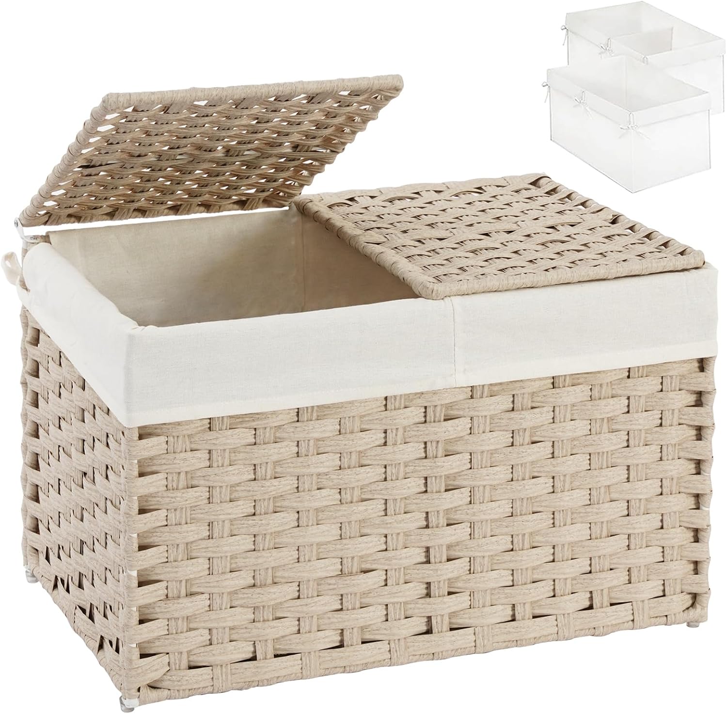 Storage Basket with Lid Rattan Woven Storage Baskets with 2 Separate Lids