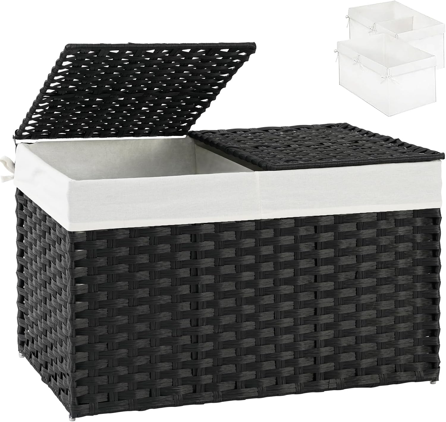 Storage Basket with Lid Rattan Woven Storage Baskets with 2 Separate Lids
