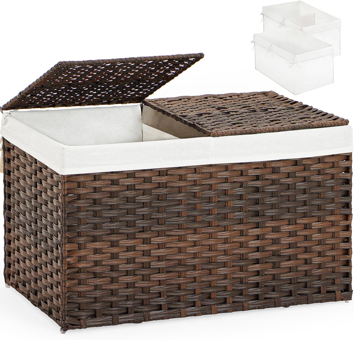 Storage Basket with Lid Rattan Woven Storage Baskets with 2 Separate Lids