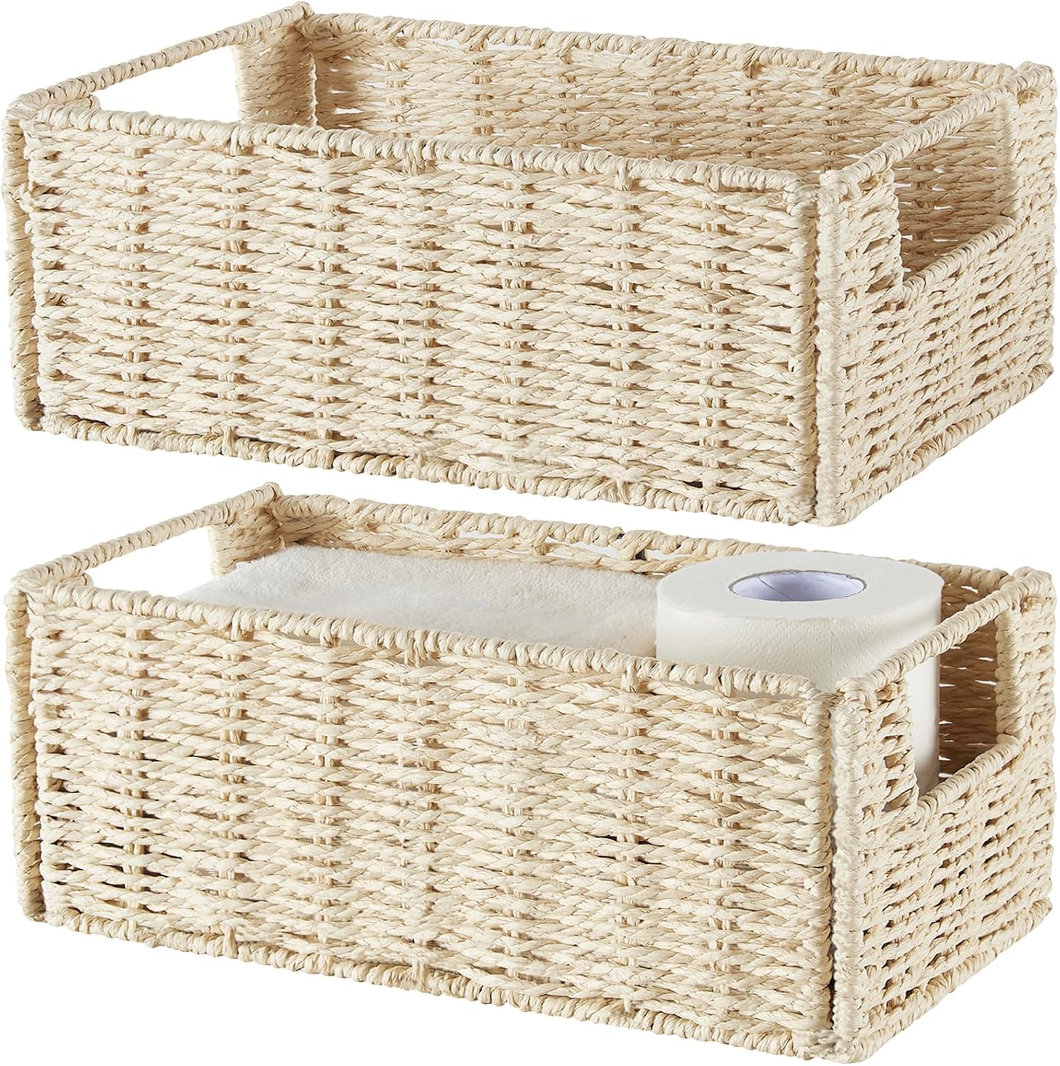 Small Storage Baskets for Organizing Toilet Paper Basket, Foldable Large Cube Storage Organizer Bins for Shelves