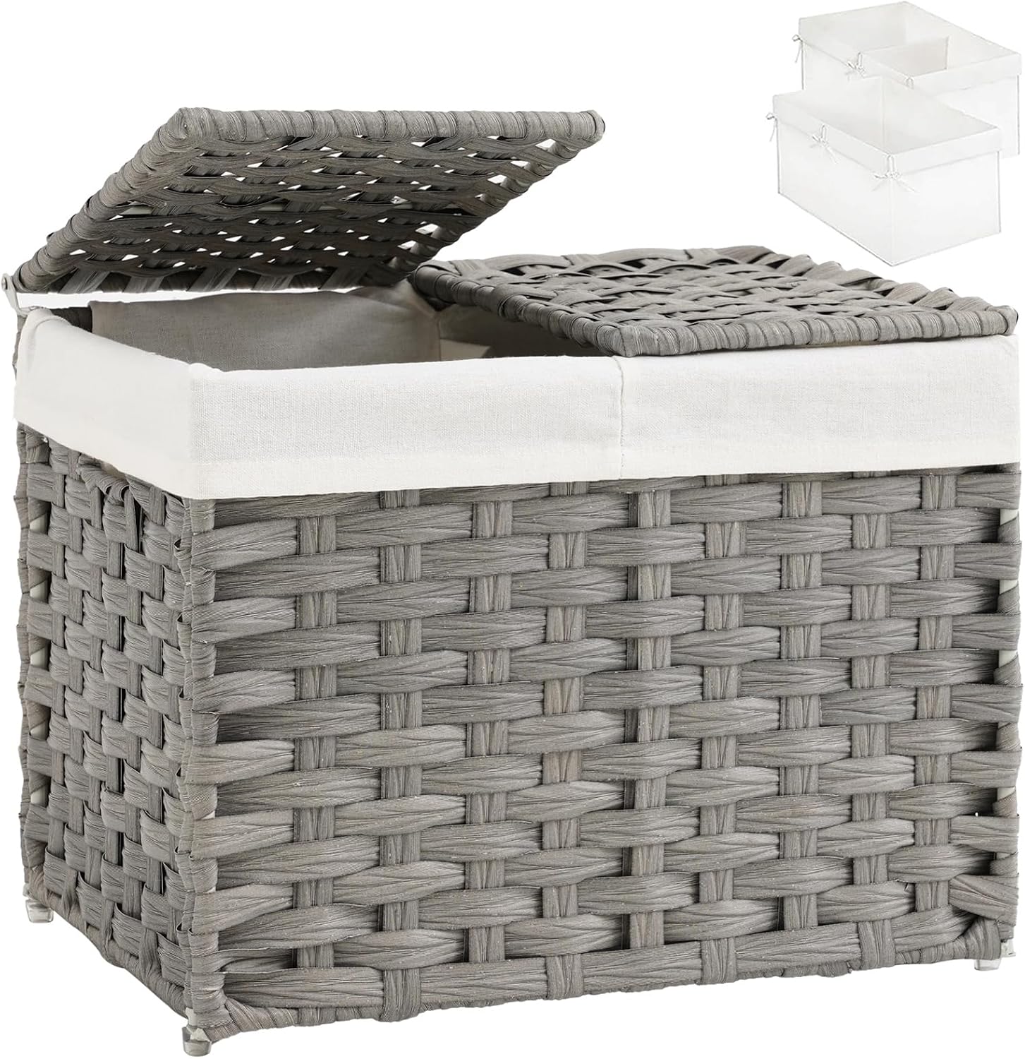 Storage Basket with Lid Rattan Woven Storage Baskets with 2 Separate Lids