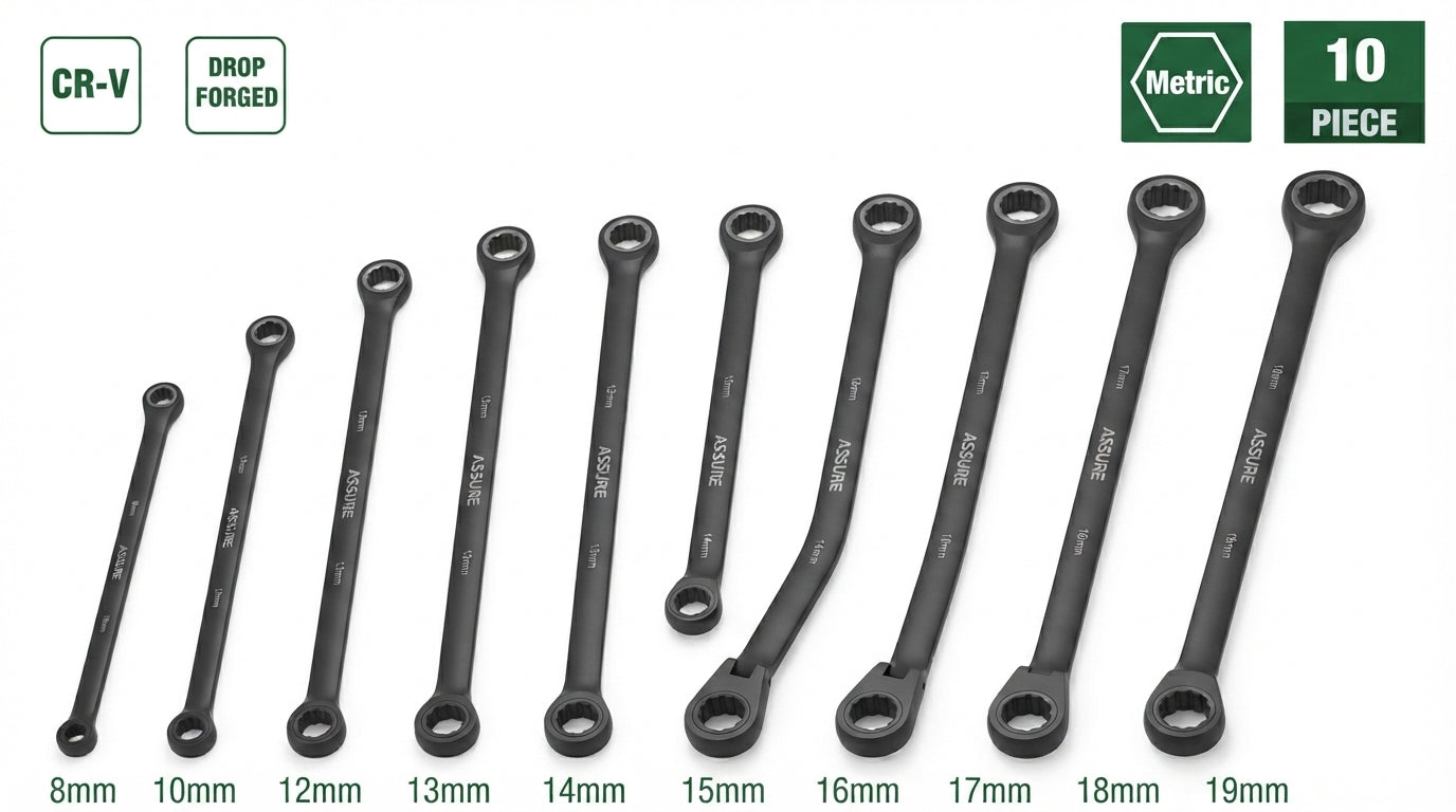 10-Piece Metric Flex Head Ratcheting Wrench Set