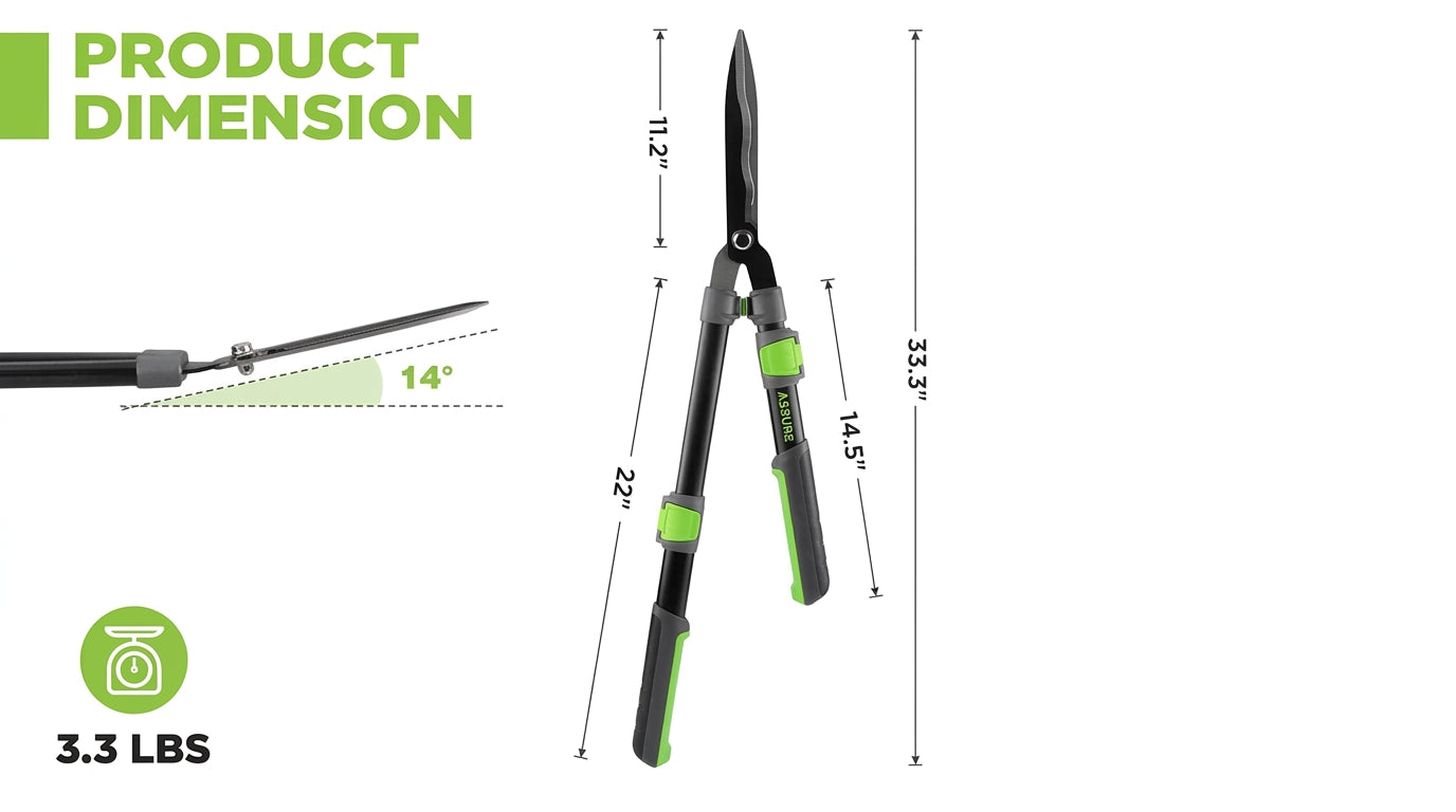 Steel Wavy Blade Hedge Shears (23-Inch & 25–33 Inch Extendable)