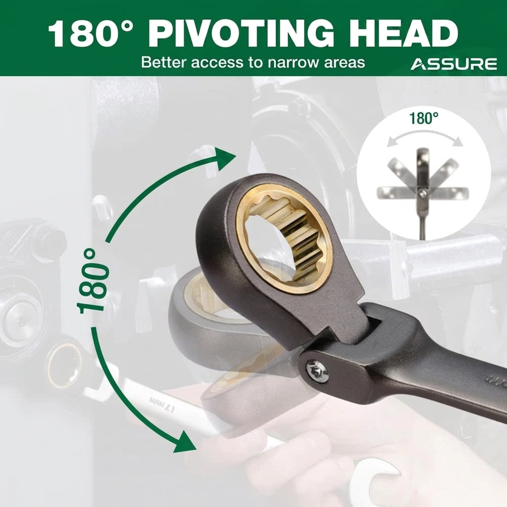 8-Piece Flex Head Ratcheting Combination Wrench Set